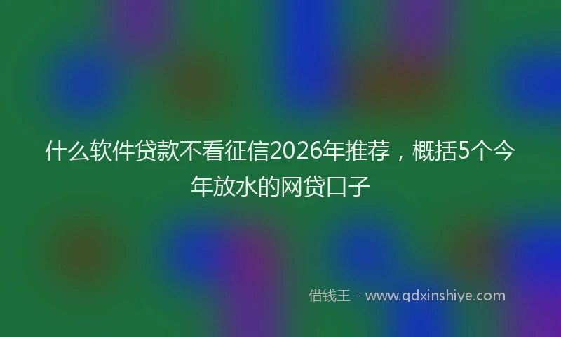 什么软件贷款不看征信2026年推荐，概括5个今年放水的网贷口子