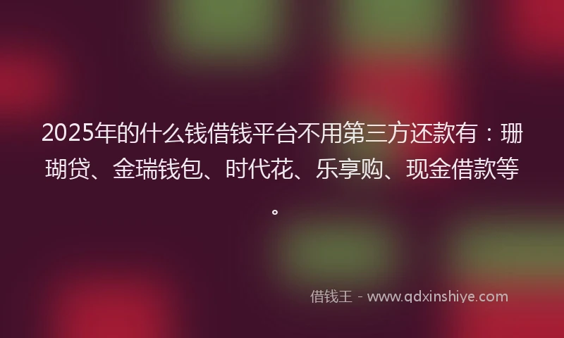 2025年的什么钱借钱平台不用第三方还款有：珊瑚贷、金瑞钱包、时代花、乐享购、现金借款等。