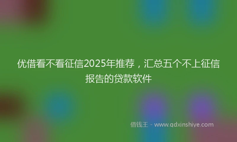 优借看不看征信2025年推荐，汇总五个不上征信报告的贷款软件