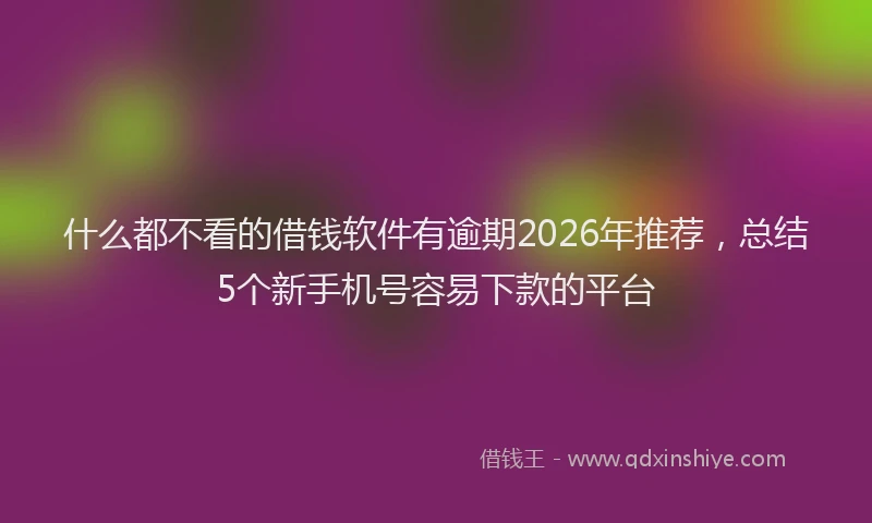什么都不看的借钱软件有逾期2026年推荐，总结5个新手机号容易下款的平台