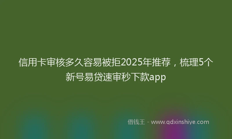 信用卡审核多久容易被拒2025年推荐，梳理5个新号易贷速审秒下款app
