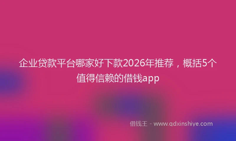 企业贷款平台哪家好下款2026年推荐，概括5个值得信赖的借钱app