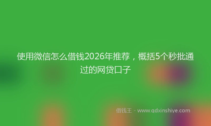 使用微信怎么借钱2026年推荐，概括5个秒批通过的网贷口子