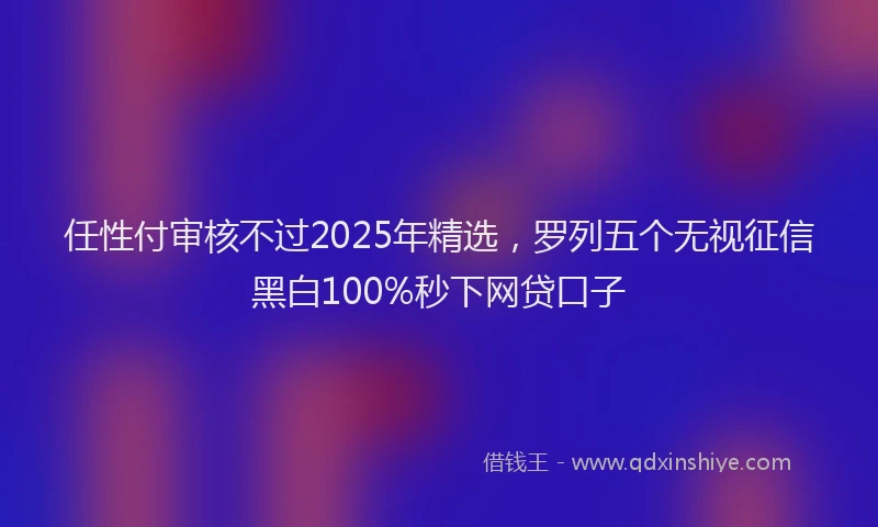 任性付审核不过2025年精选，罗列五个无视征信黑白100%秒下网贷口子