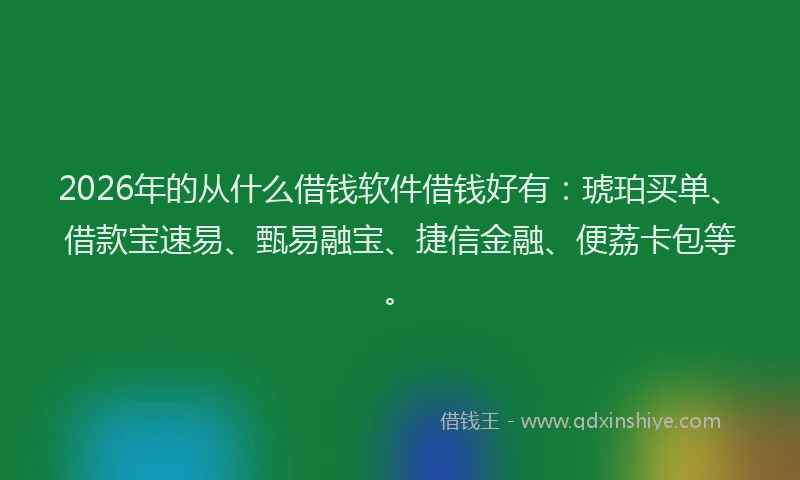 2026年的从什么借钱软件借钱好有:琥珀买单、借款宝速易、甄易融宝、捷信金融、便荔卡包等。