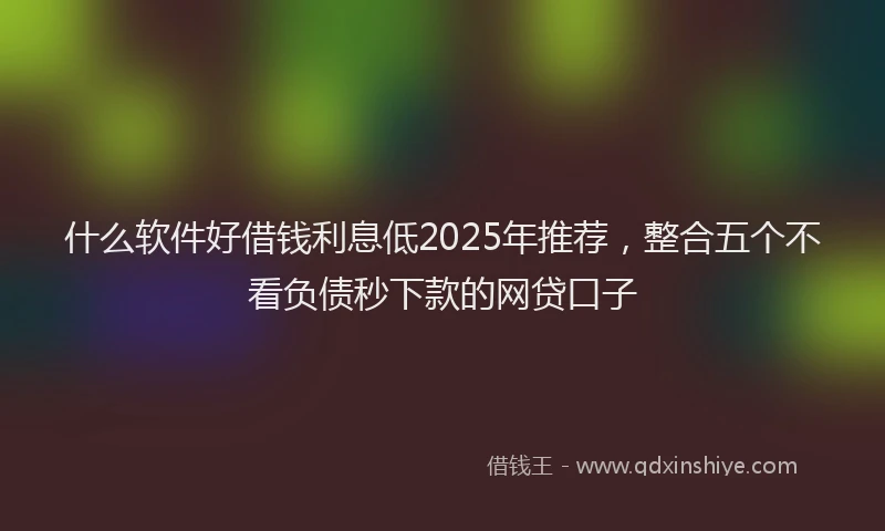 什么软件好借钱利息低2025年推荐，整合五个不看负债秒下款的网贷口子
