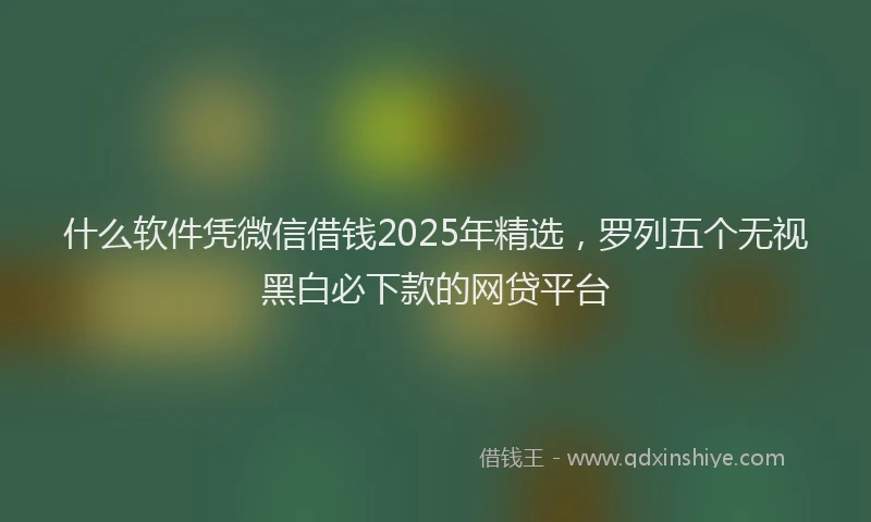 什么软件凭微信借钱2025年精选，罗列五个无视黑白必下款的网贷平台