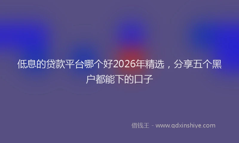 低息的贷款平台哪个好2026年精选，分享五个黑户都能下的口子