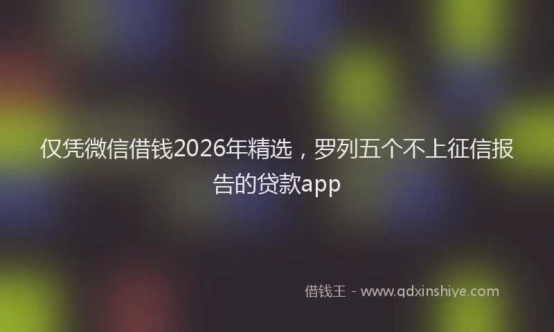 仅凭微信借钱2026年精选，罗列五个不上征信报告的贷款app