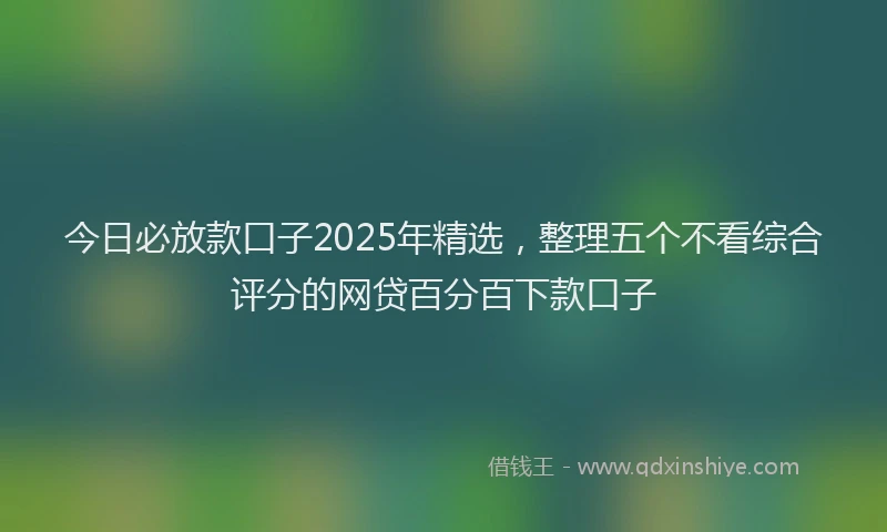 今日必放款口子2025年精选，整理五个不看综合评分的网贷百分百下款口子