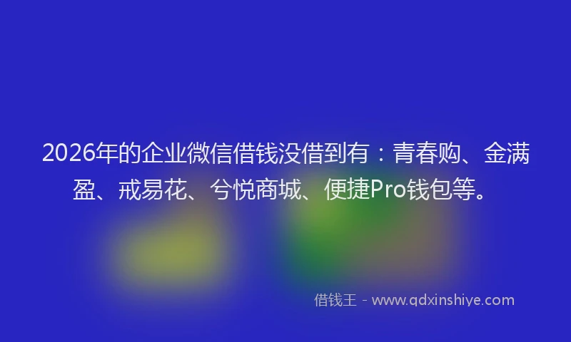 2026年的企业微信借钱没借到有:青春购、金满盈、戒易花、兮悦商城、便捷Pro钱包等。