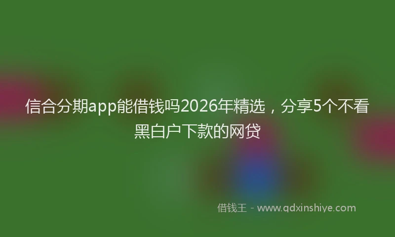 信合分期app能借钱吗2026年精选，分享5个不看黑白户下款的网贷