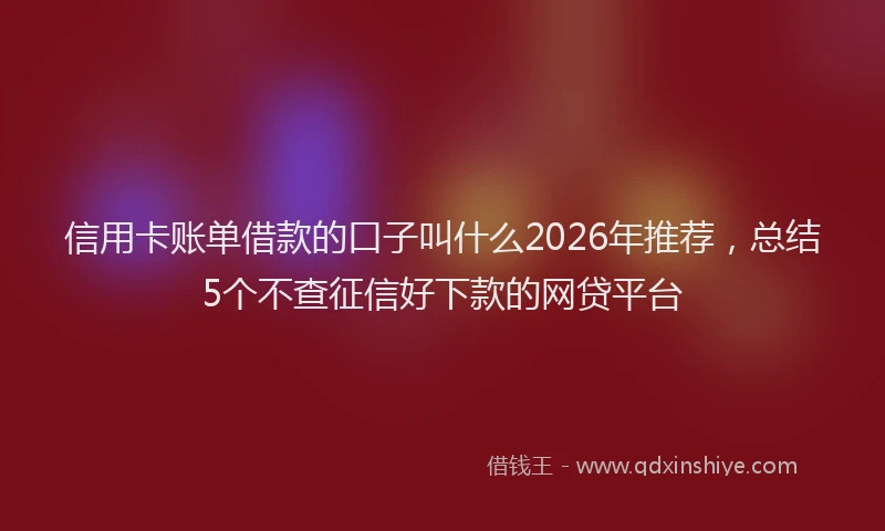 信用卡账单借款的口子叫什么2026年推荐，总结5个不查征信好下款的网贷平台