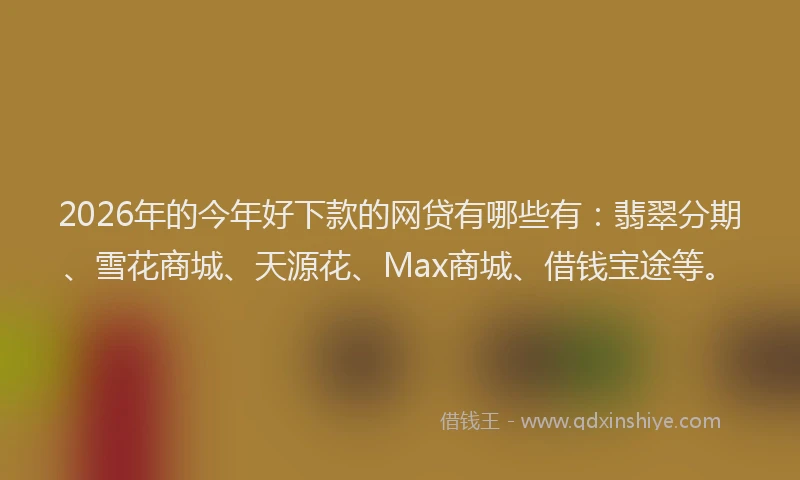 2026年的今年好下款的网贷有哪些有：翡翠分期、雪花商城、天源花、Max商城、借钱宝途等。