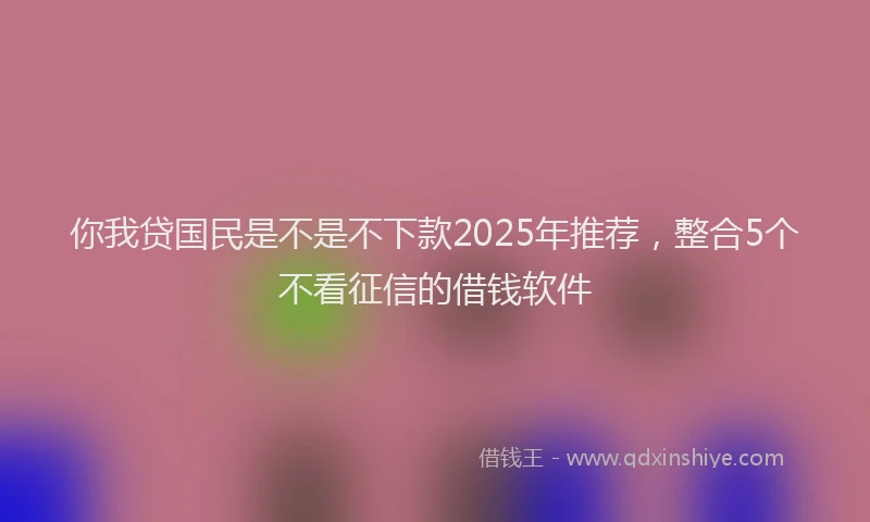 你我贷国民是不是不下款2025年推荐，整合5个不看征信的借钱软件