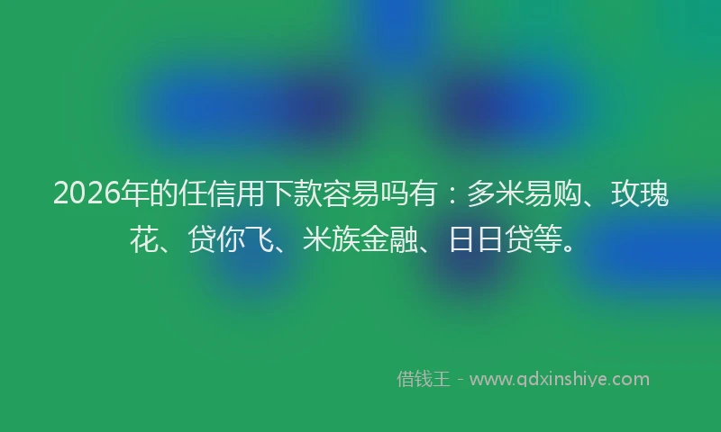 2026年的任信用下款容易吗有:多米易购、玫瑰花、贷你飞、米族金融、日日贷等。