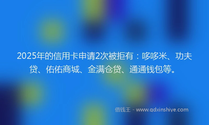2025年的信用卡申请2次被拒有：哆哆米、功夫贷、佑佑商城、金满仓贷、通通钱包等。