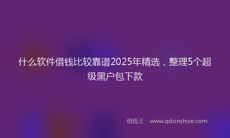 什么软件借钱比较靠谱2025年精选，整理5个超级黑户包下款