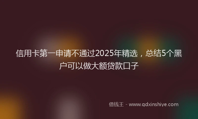 信用卡第一申请不通过2025年精选，总结5个黑户可以做大额贷款口子