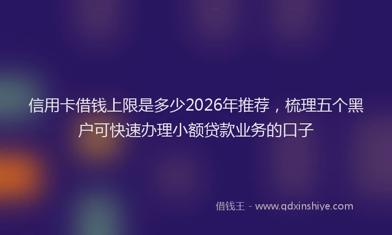 信用卡借钱上限是多少2026年推荐，梳理五个黑户可快速办理小额贷款业务的口子