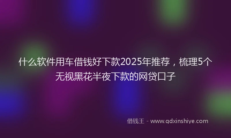 什么软件用车借钱好下款2025年推荐，梳理5个无视黑花半夜下款的网贷口子