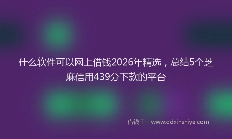 什么软件可以网上借钱2026年精选，总结5个芝麻信用439分下款的平台