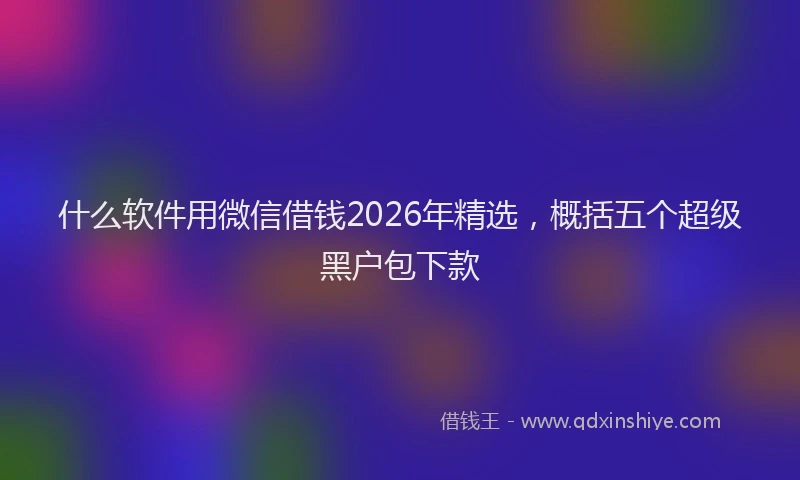 什么软件用微信借钱2026年精选，概括五个超级黑户包下款