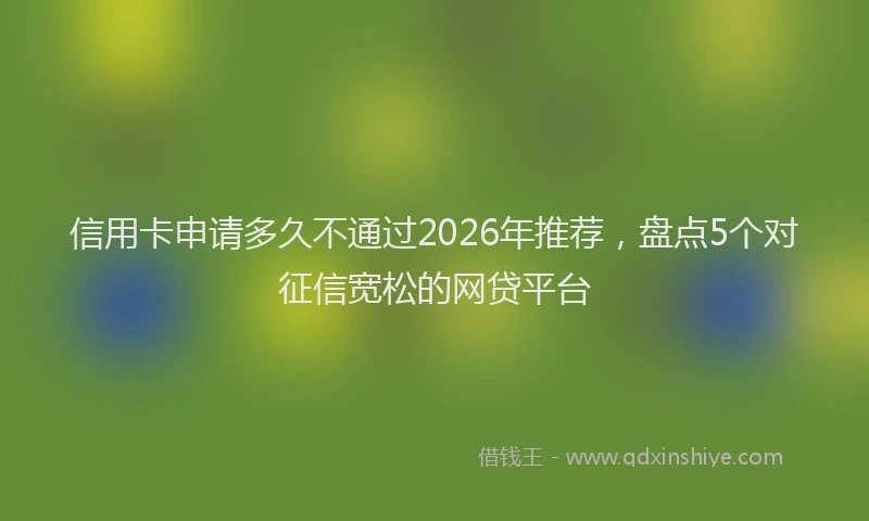 信用卡申请多久不通过2026年推荐，盘点5个对征信宽松的网贷平台