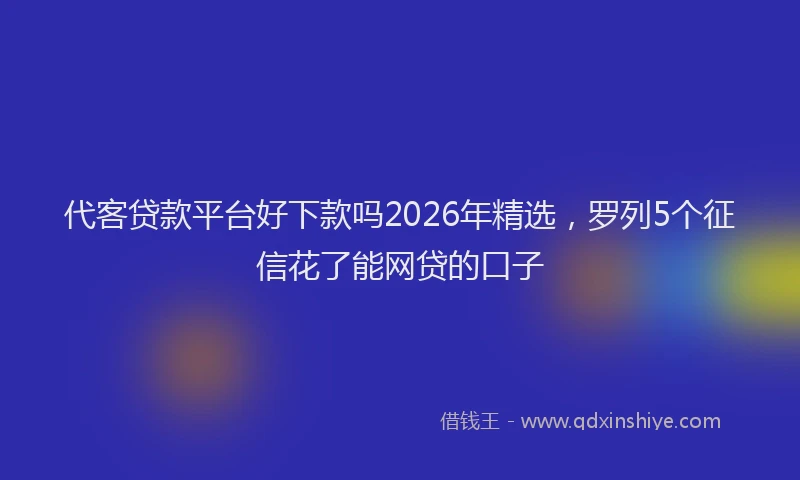代客贷款平台好下款吗2026年精选，罗列5个征信花了能网贷的口子