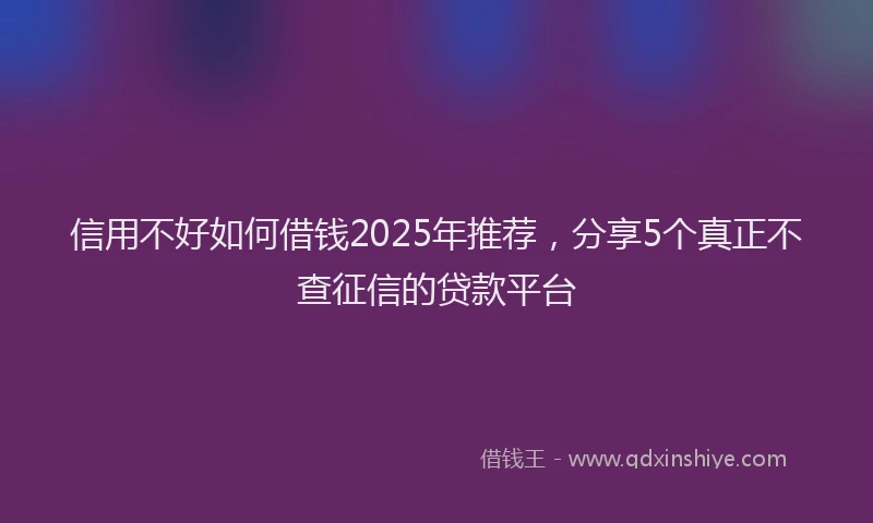 信用不好如何借钱2025年推荐，分享5个真正不查征信的贷款平台