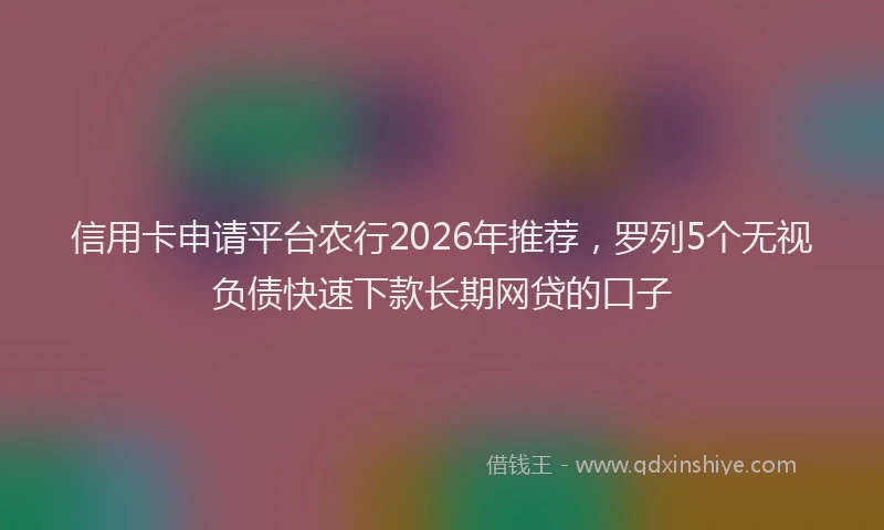 信用卡申请平台农行2026年推荐,罗列5个无视负债快速下款长期网贷的口子