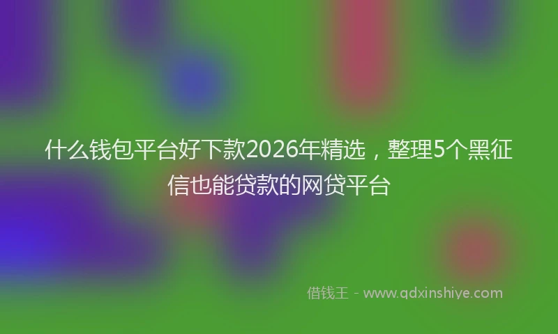 什么钱包平台好下款2026年精选，整理5个黑征信也能贷款的网贷平台