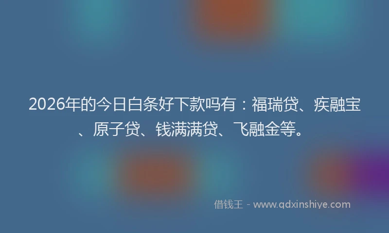 2026年的今日白条好下款吗有：福瑞贷、疾融宝、原子贷、钱满满贷、飞融金等。