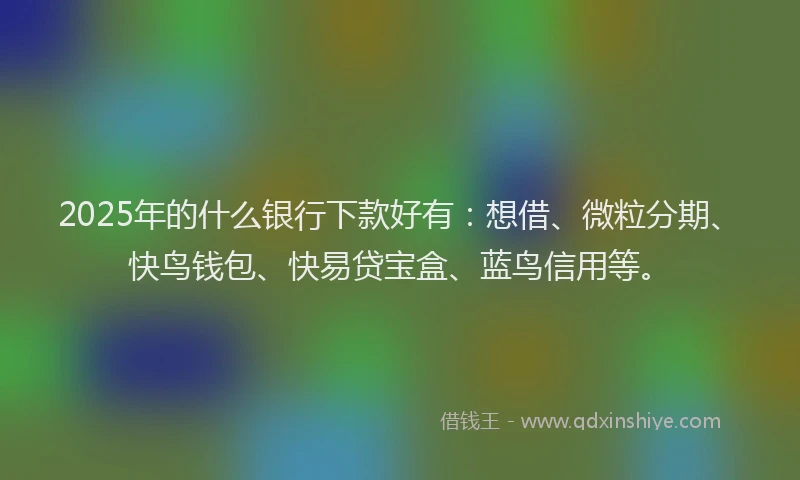 2025年的什么银行下款好有:想借、微粒分期、快鸟钱包、快易贷宝盒、蓝鸟信用等。
