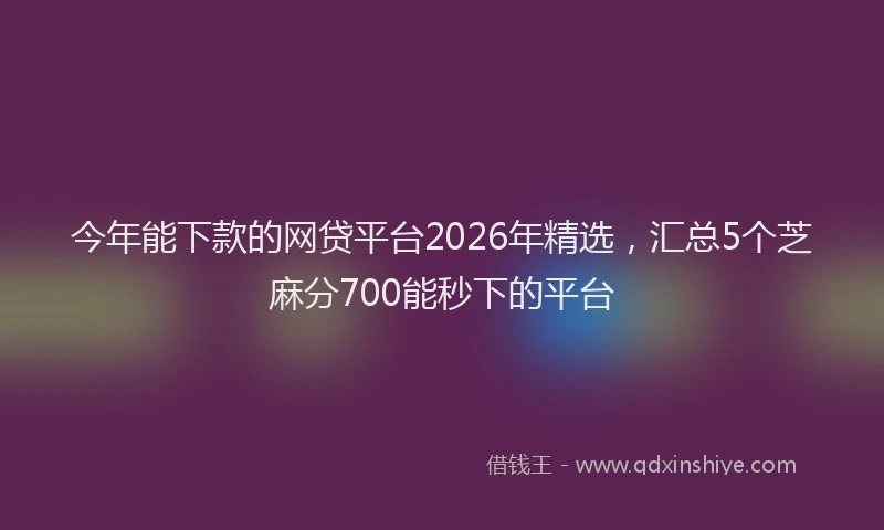 今年能下款的网贷平台2026年精选，汇总5个芝麻分700能秒下的平台