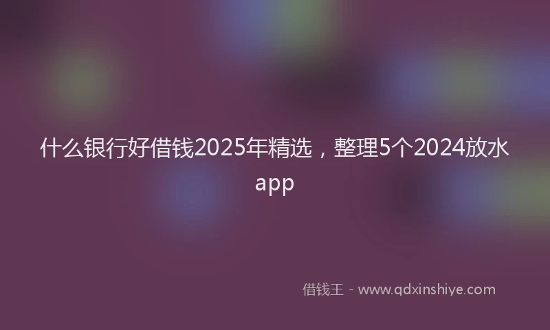 什么银行好借钱2025年精选，整理5个2024放水app
