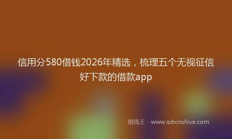 信用分580借钱2026年精选，梳理五个无视征信好下款的借款app