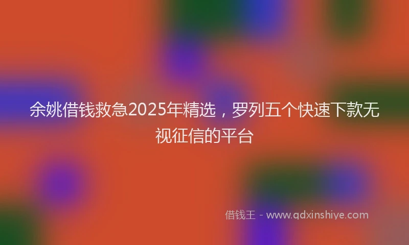 余姚借钱救急2025年精选，罗列五个快速下款无视征信的平台