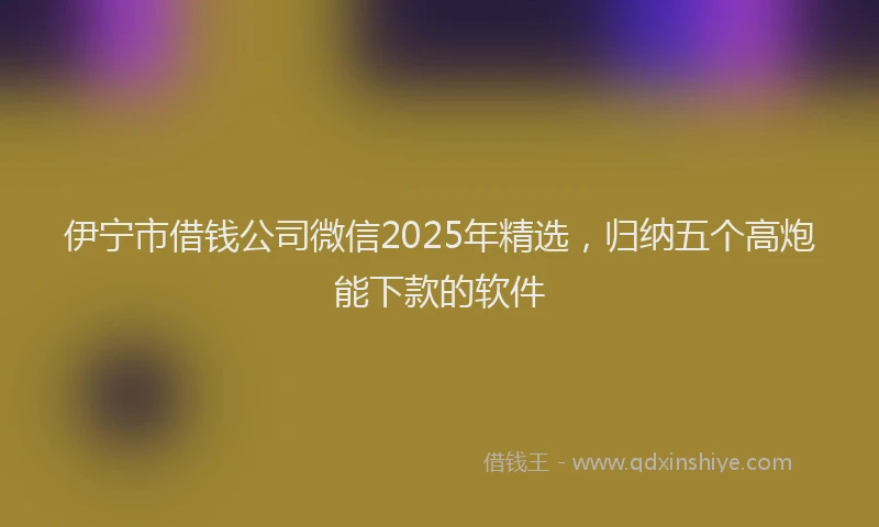 伊宁市借钱公司微信2025年精选,归纳五个高炮能下款的软件