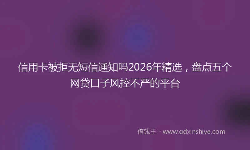 信用卡被拒无短信通知吗2026年精选，盘点五个网贷口子风控不严的平台