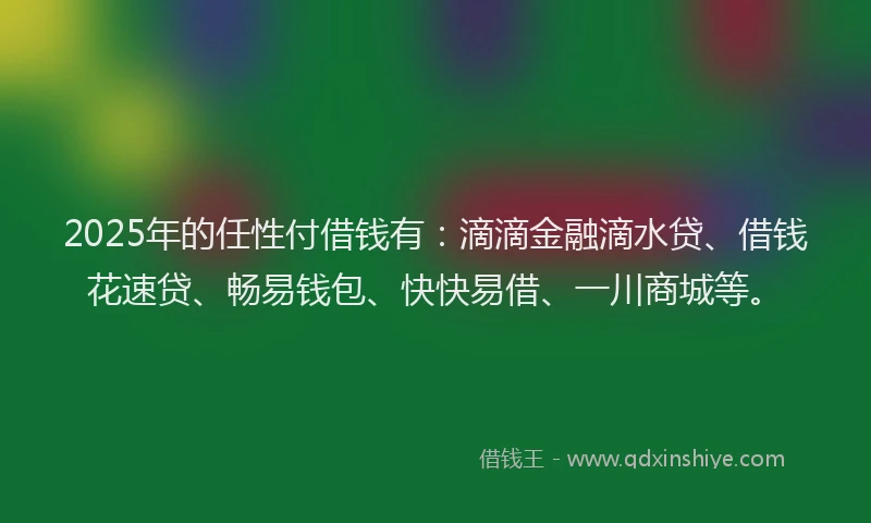 2025年的任性付借钱有：滴滴金融滴水贷、借钱花速贷、畅易钱包、快快易借、一川商城等。