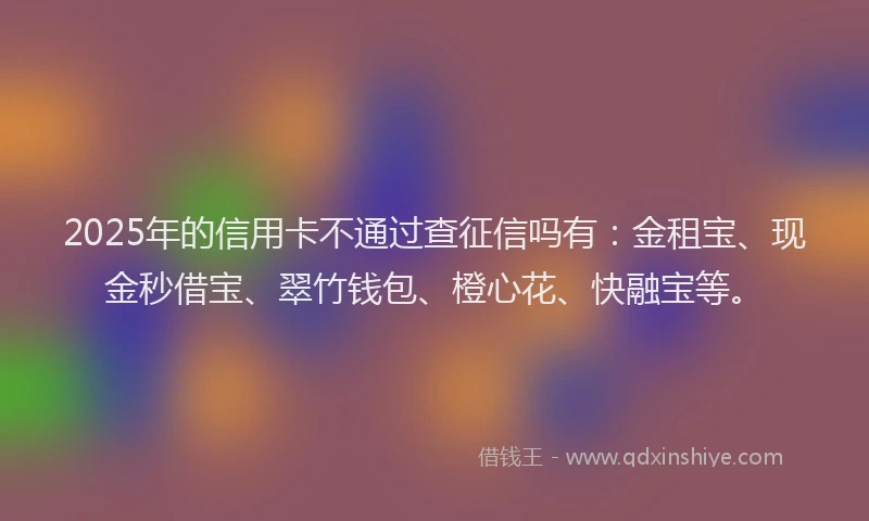 2025年的信用卡不通过查征信吗有:金租宝、现金秒借宝、翠竹钱包、橙心花、快融宝等。