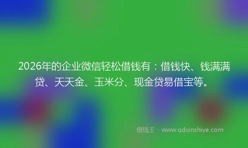 2026年的企业微信轻松借钱有：借钱快、钱满满贷、天天金、玉米分、现金贷易借宝等。