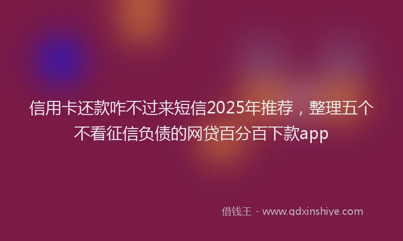 信用卡还款咋不过来短信2025年推荐，整理五个不看征信负债的网贷百分百下款app