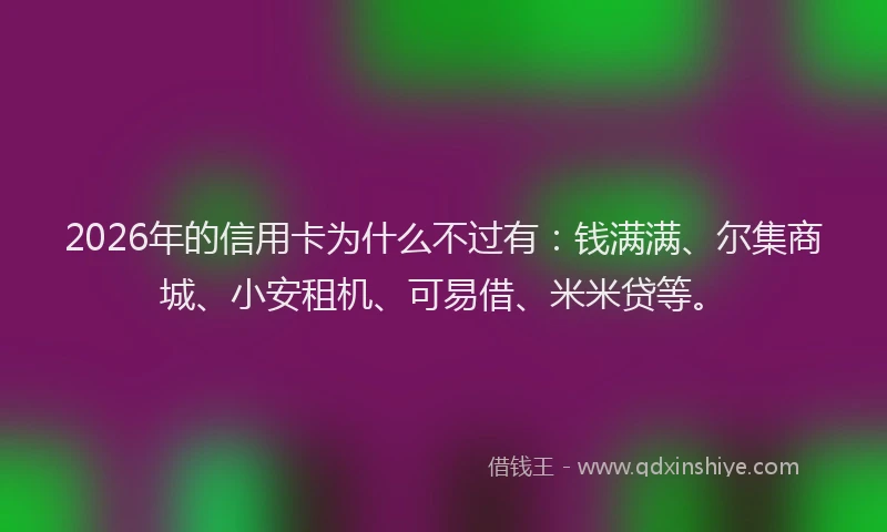 2026年的信用卡为什么不过有：钱满满、尔集商城、小安租机、可易借、米米贷等。