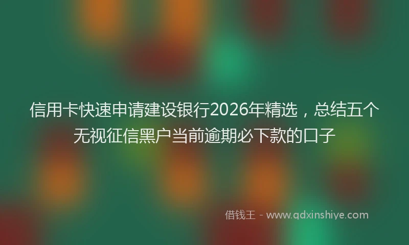 信用卡快速申请建设银行2026年精选,总结五个无视征信黑户当前逾期必下款的口子