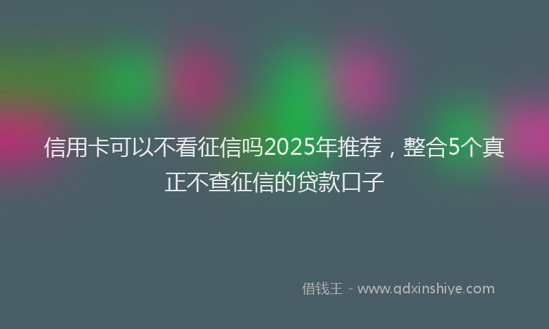 信用卡可以不看征信吗2025年推荐,整合5个真正不查征信的贷款口子