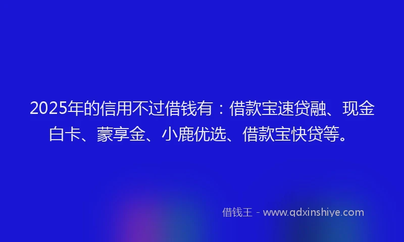 2025年的信用不过借钱有:借款宝速贷融、现金白卡、蒙享金、小鹿优选、借款宝快贷等。
