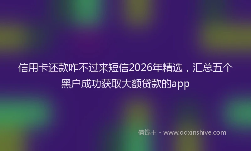 信用卡还款咋不过来短信2026年精选，汇总五个黑户成功获取大额贷款的app