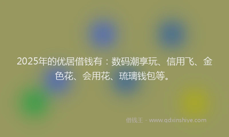2025年的优居借钱有：数码潮享玩、信用飞、金色花、会用花、琉璃钱包等。